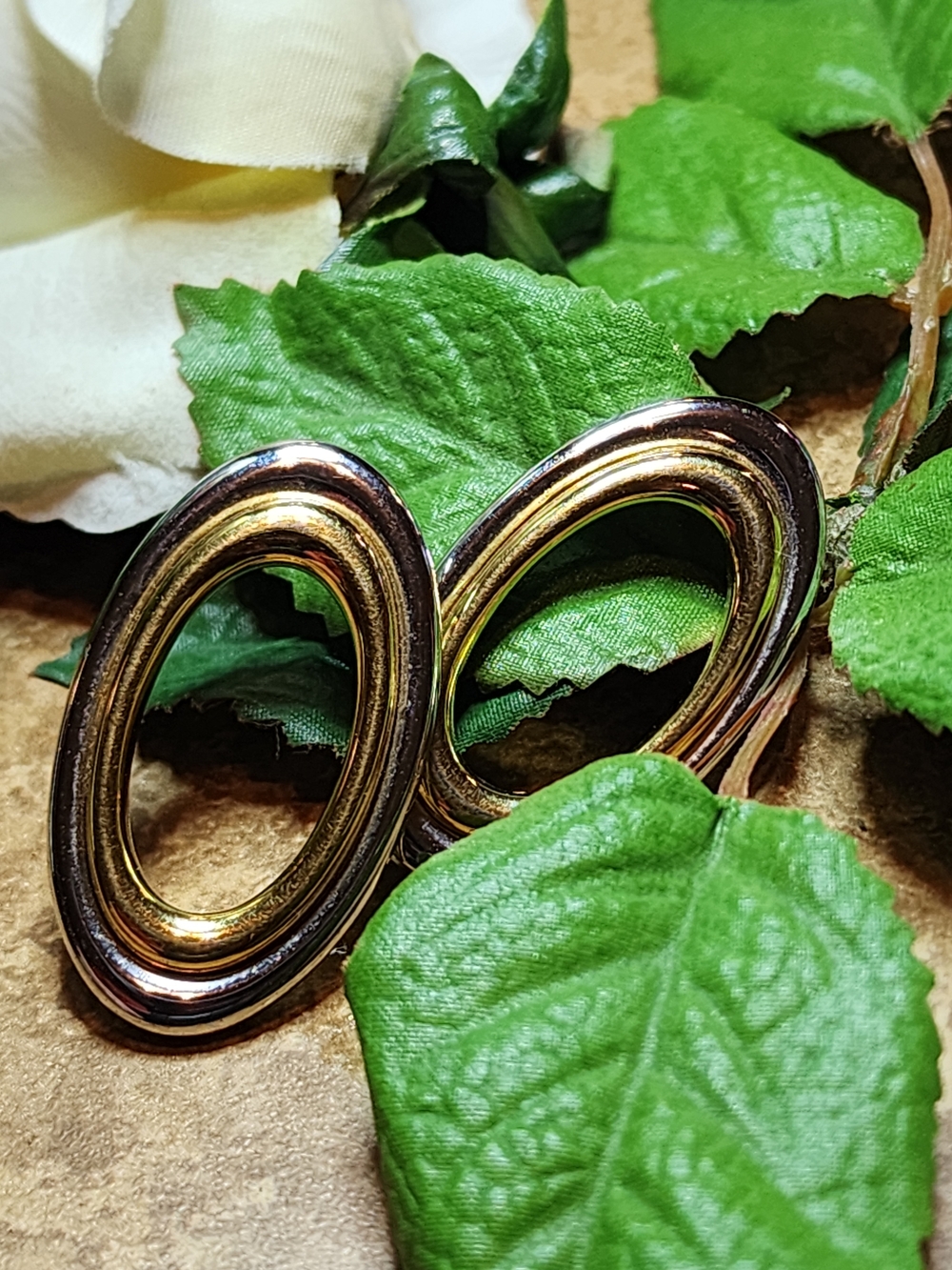 Vintage Signed Monet Gold and Silver Toned Oval Pierced Earrings